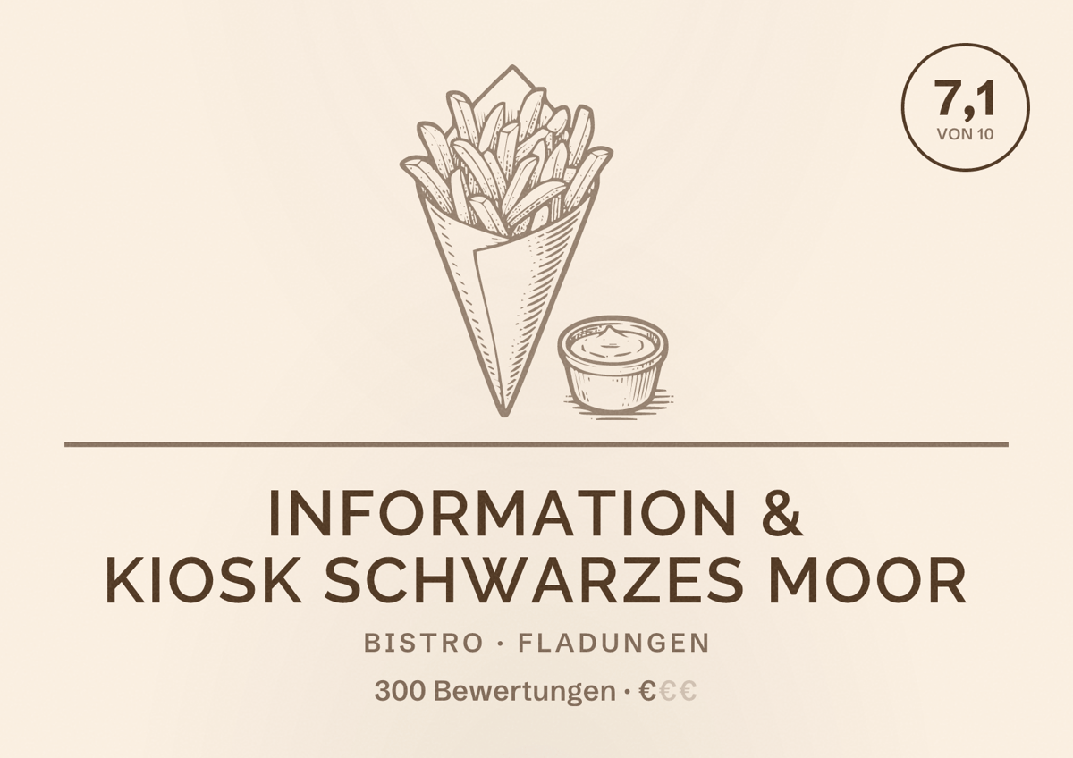 Illustriertes Poster von Information & Kiosk Schwarzes Moor, Bistro in Fladungen: Bewertung 7,1 von 10 aus 300 Bewertungen, Preisniveau €