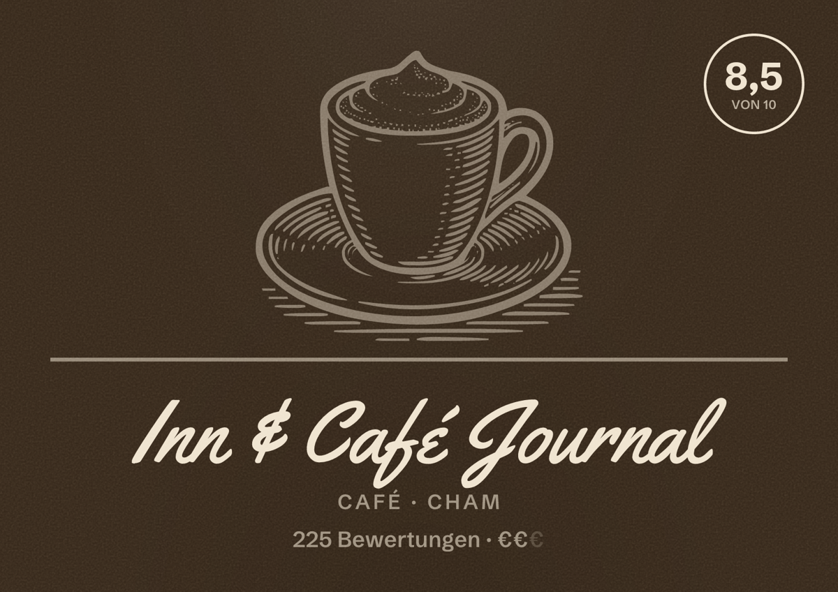 Illustriertes Poster von Inn & Café Journal, Café in Cham: Bewertung 8,5 von 10 aus 225 Bewertungen, Preisniveau €€