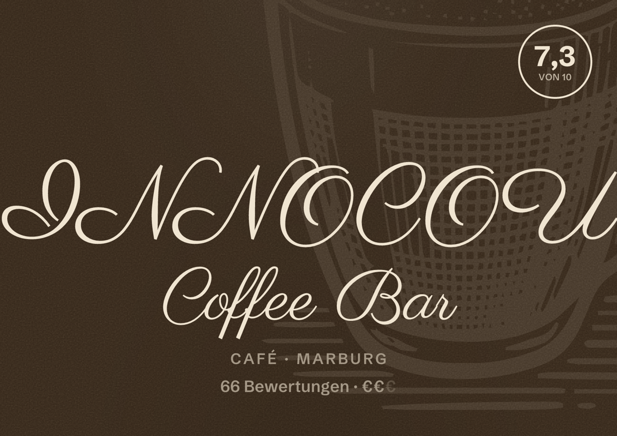 Illustriertes Poster von INNOCOU Coffee Bar, Café in Marburg: Bewertung 7,3 von 10 aus 66 Bewertungen, Preisniveau €€