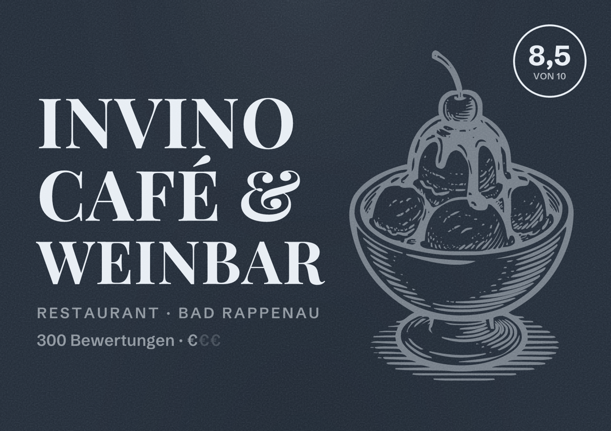 Illustriertes Poster von InVino Café & Weinbar, Restaurant in Bad Rappenau: Bewertung 8,5 von 10 aus 300 Bewertungen, Preisniveau €