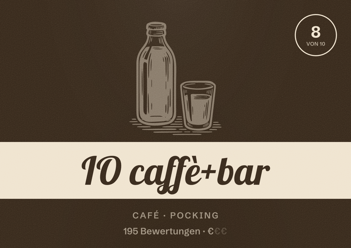 Illustriertes Poster von IO caffè+bar, Café in Pocking: Bewertung 8 von 10 aus 195 Bewertungen, Preisniveau €