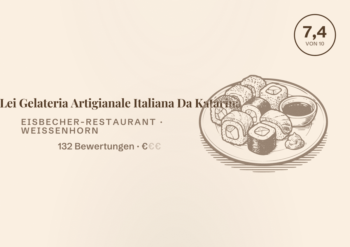 Illustriertes Poster von Io e Lei Gelateria Artigianale Italiana Da Katarina, Eisbecher-Restaurant in Weißenhorn: Bewertung 7,4 von 10 aus 132 Bewertungen, Preisniveau €