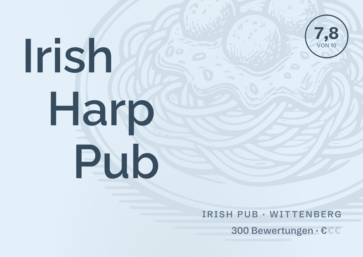 Illustriertes Poster von Irish Harp Pub, Irish Pub in Wittenberg: Bewertung 7,8 von 10 aus 300 Bewertungen, Preisniveau €