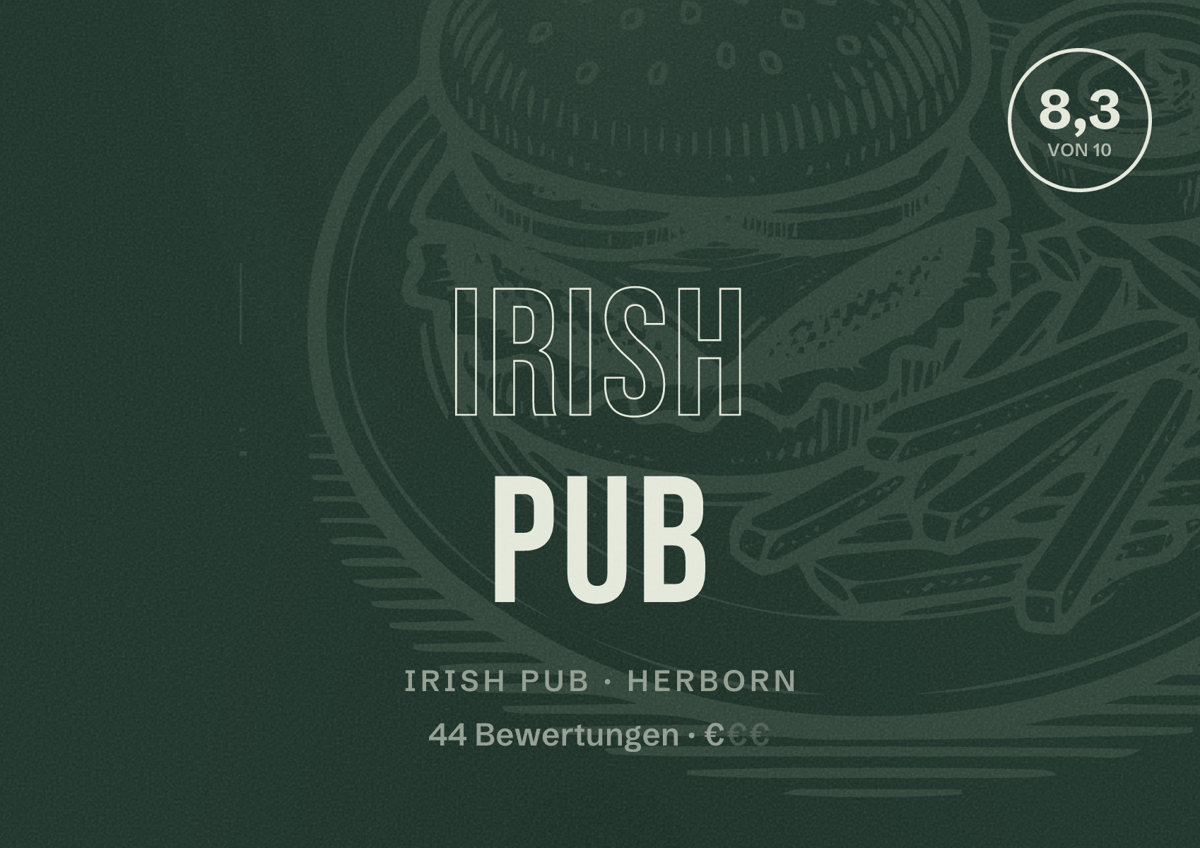 Illustriertes Poster von Irish Pub, Irish Pub in Herborn: Bewertung 8,3 von 10 aus 44 Bewertungen, Preisniveau €