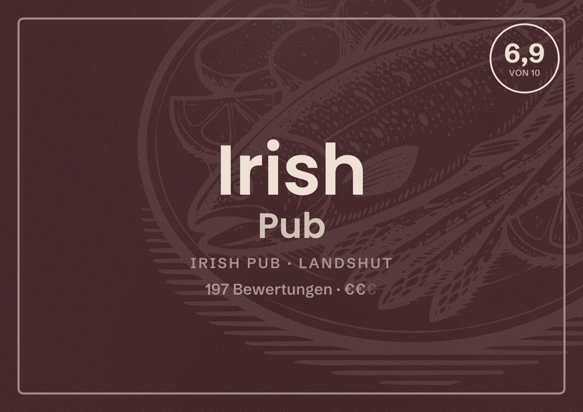 Illustriertes Poster von Irish Pub, Irish Pub in Landshut: Bewertung 6,9 von 10 aus 197 Bewertungen, Preisniveau €€