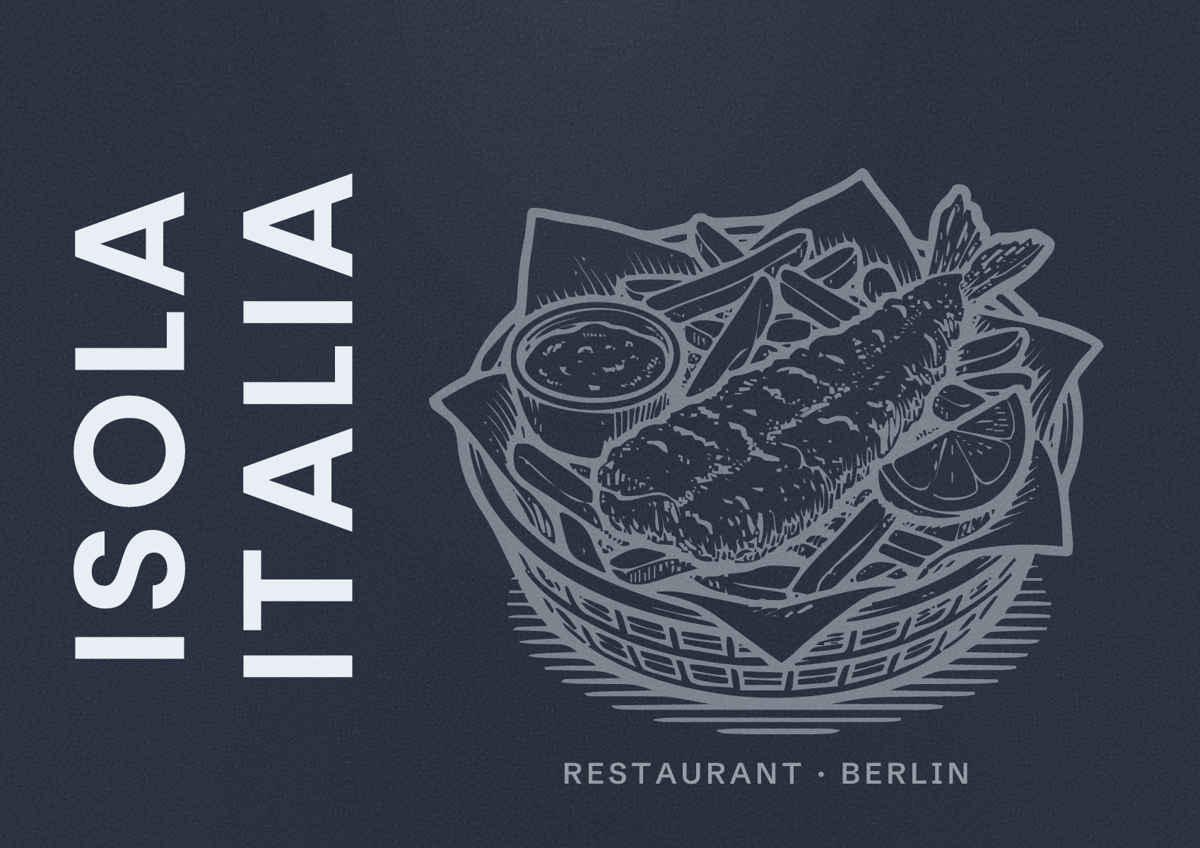 Illustriertes Poster von Isola Italia, Restaurant in Berlin