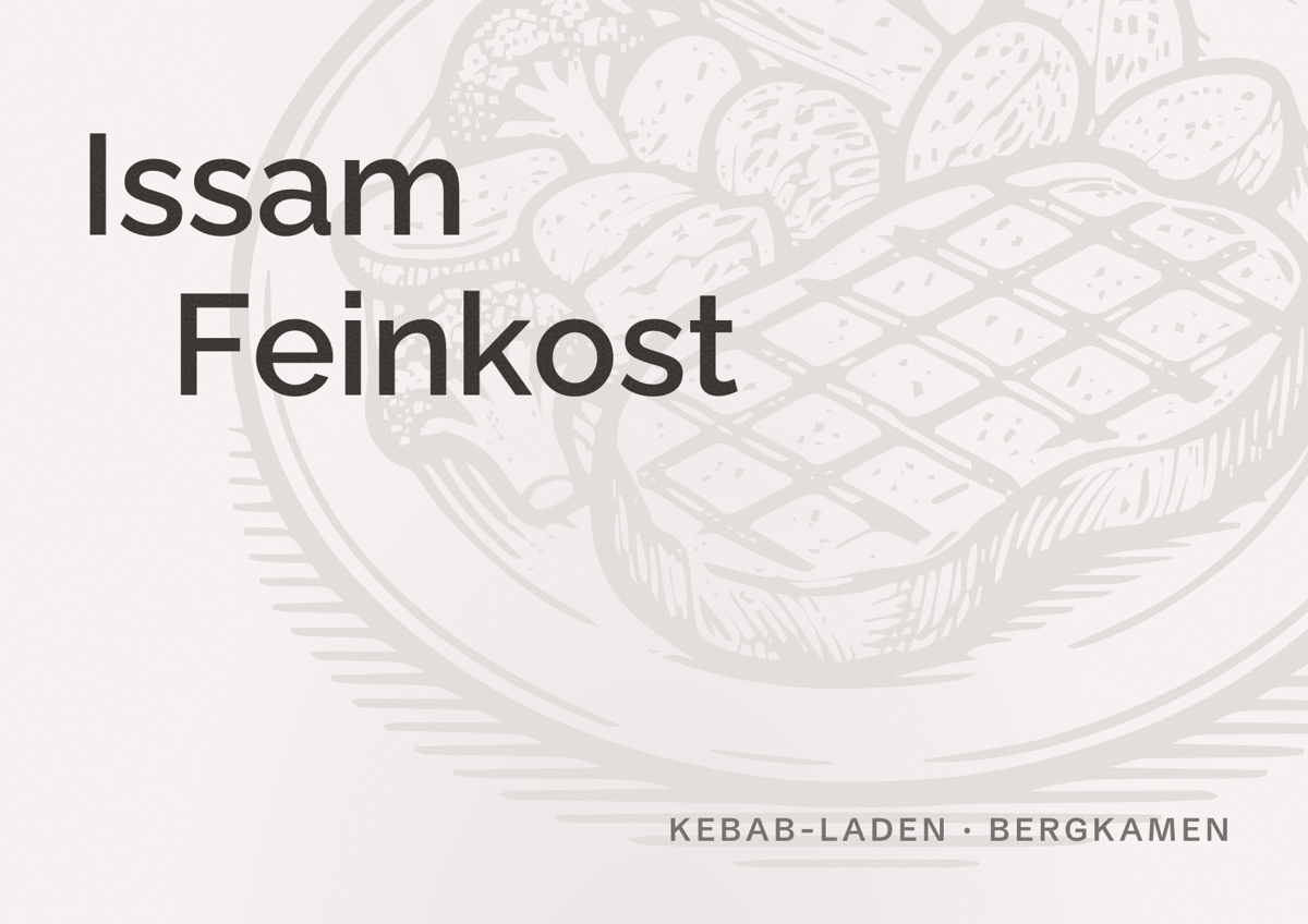 Illustriertes Poster von Issam Feinkost, Kebab-Laden in Bergkamen