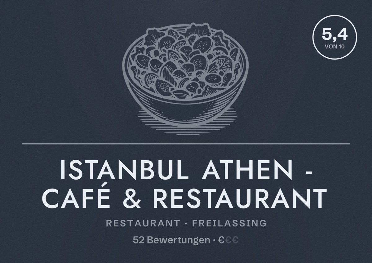 Illustriertes Poster von Istanbul Athen - Café & Restaurant, Restaurant in Freilassing: Bewertung 5,4 von 10 aus 52 Bewertungen, Preisniveau €