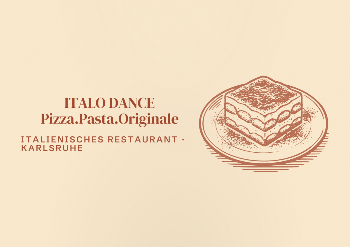 Illustriertes Poster von ITALO DANCE Pizza.Pasta.Originale, Italienisches Restaurant in Karlsruhe
