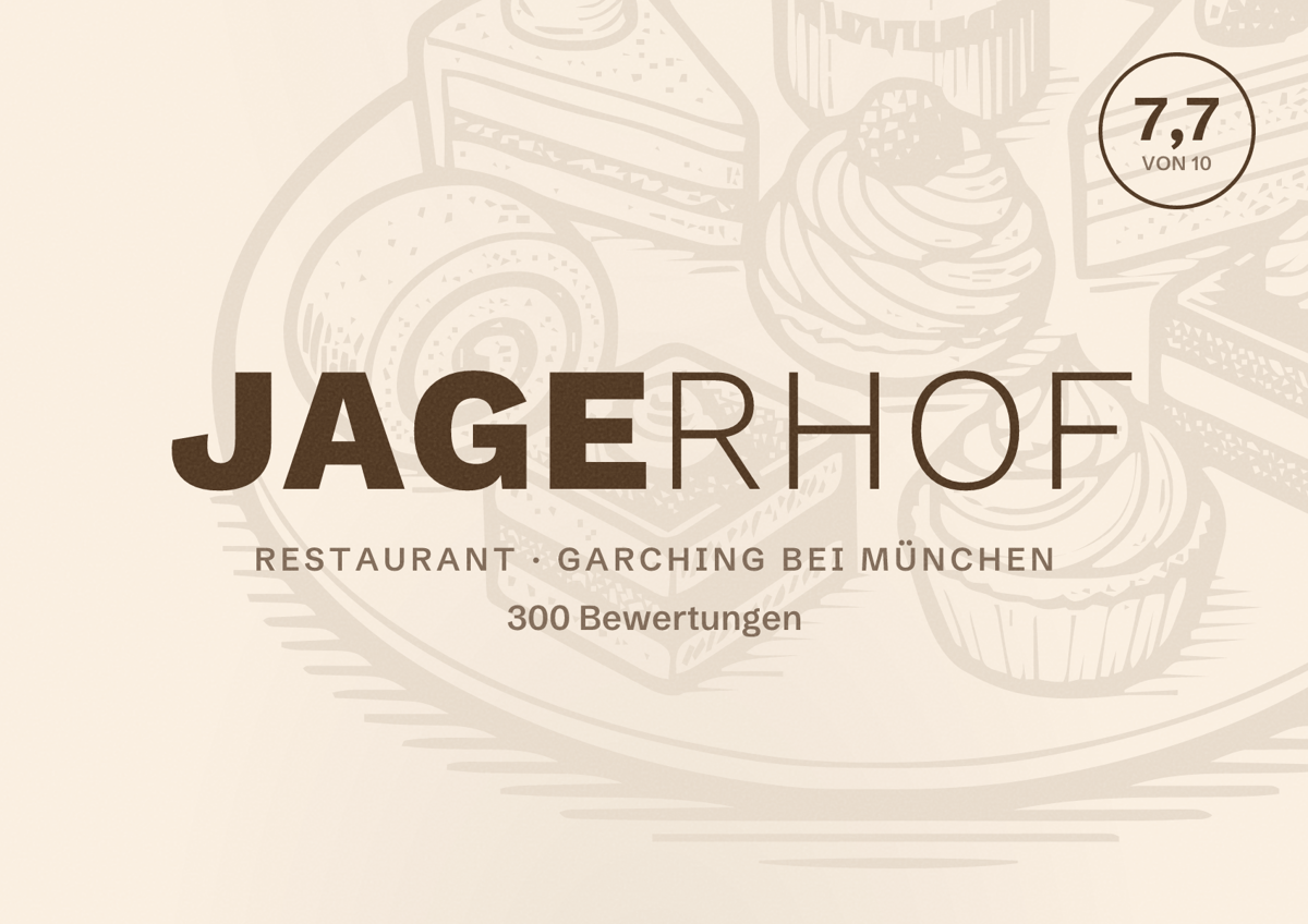 Illustriertes Poster von Jagerhof, Restaurant in Garching bei München: Bewertung 7,7 von 10 aus 300 Bewertungen