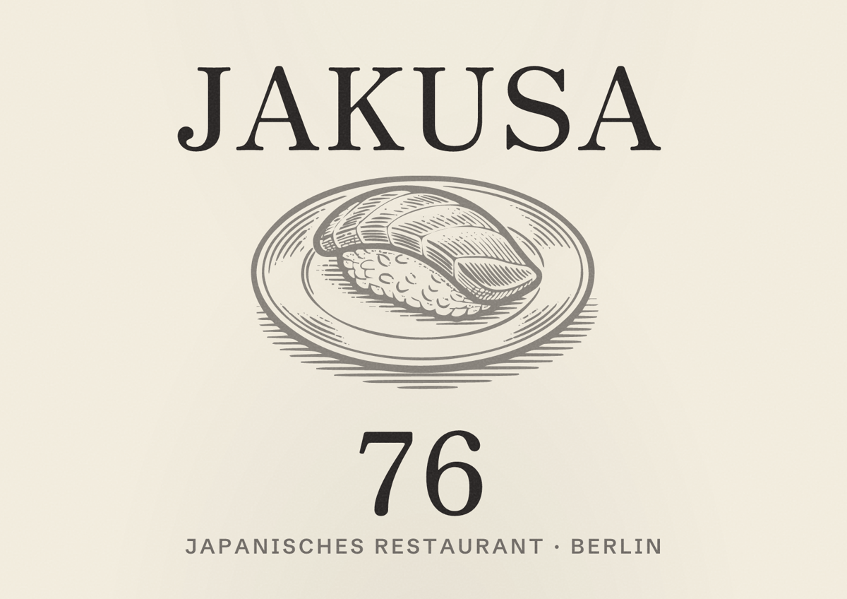 Illustriertes Poster von Jakusa 76, Japanisches Restaurant in Berlin