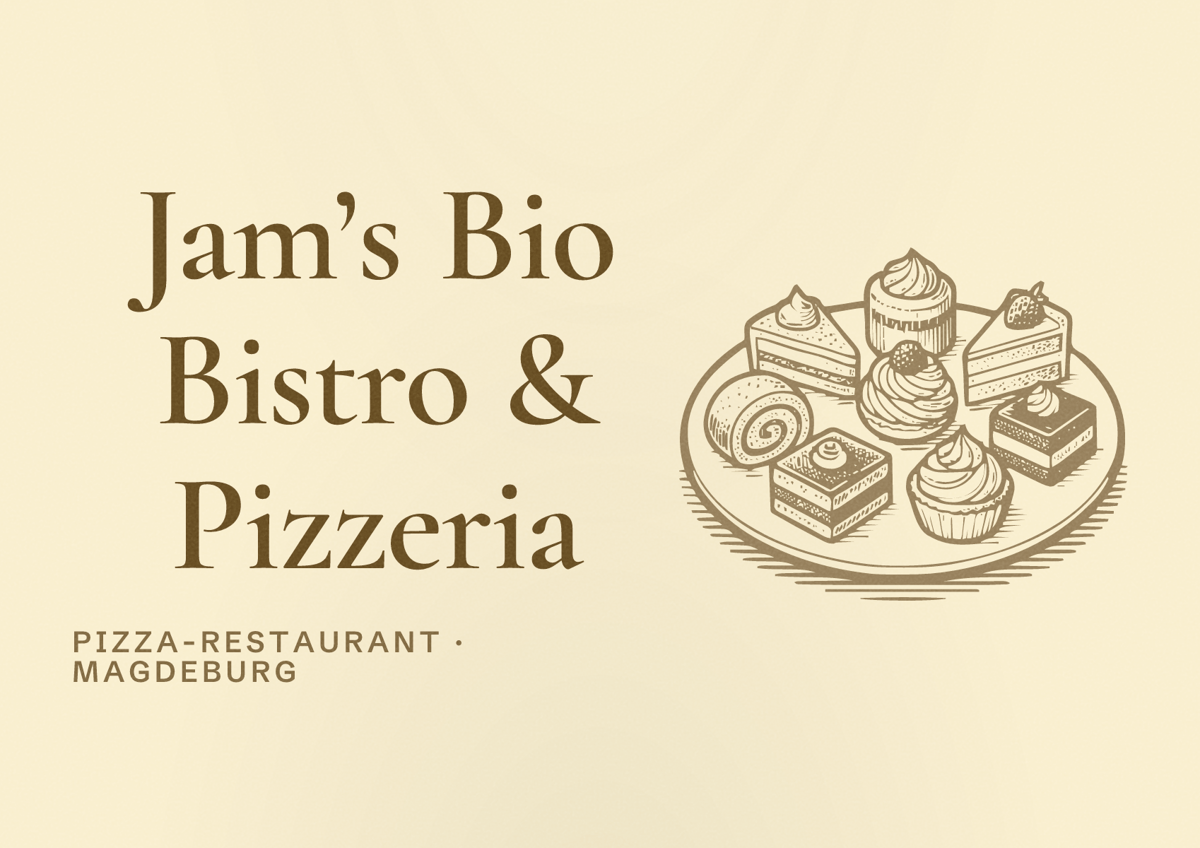 Illustriertes Poster von Jam’s Bio Bistro & Pizzeria, Pizza-Restaurant in Magdeburg