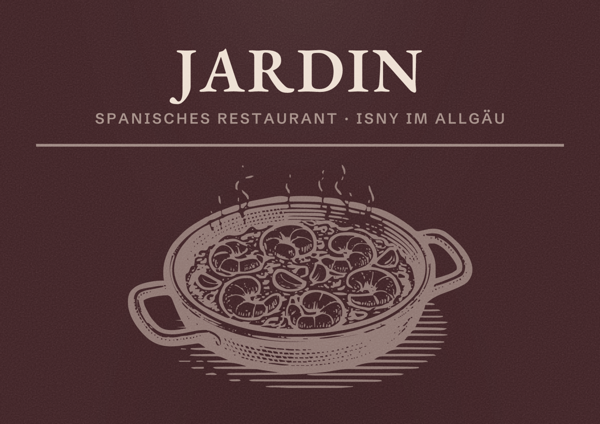 Illustriertes Poster von Jardin, Spanisches Restaurant in Isny im Allgäu
