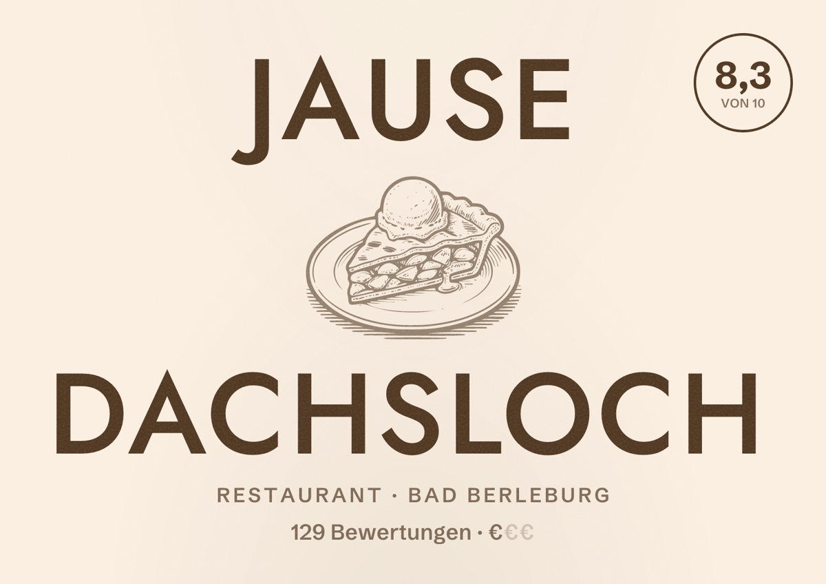Illustriertes Poster von Jause Dachsloch, Restaurant in Bad Berleburg: Bewertung 8,3 von 10 aus 129 Bewertungen, Preisniveau €