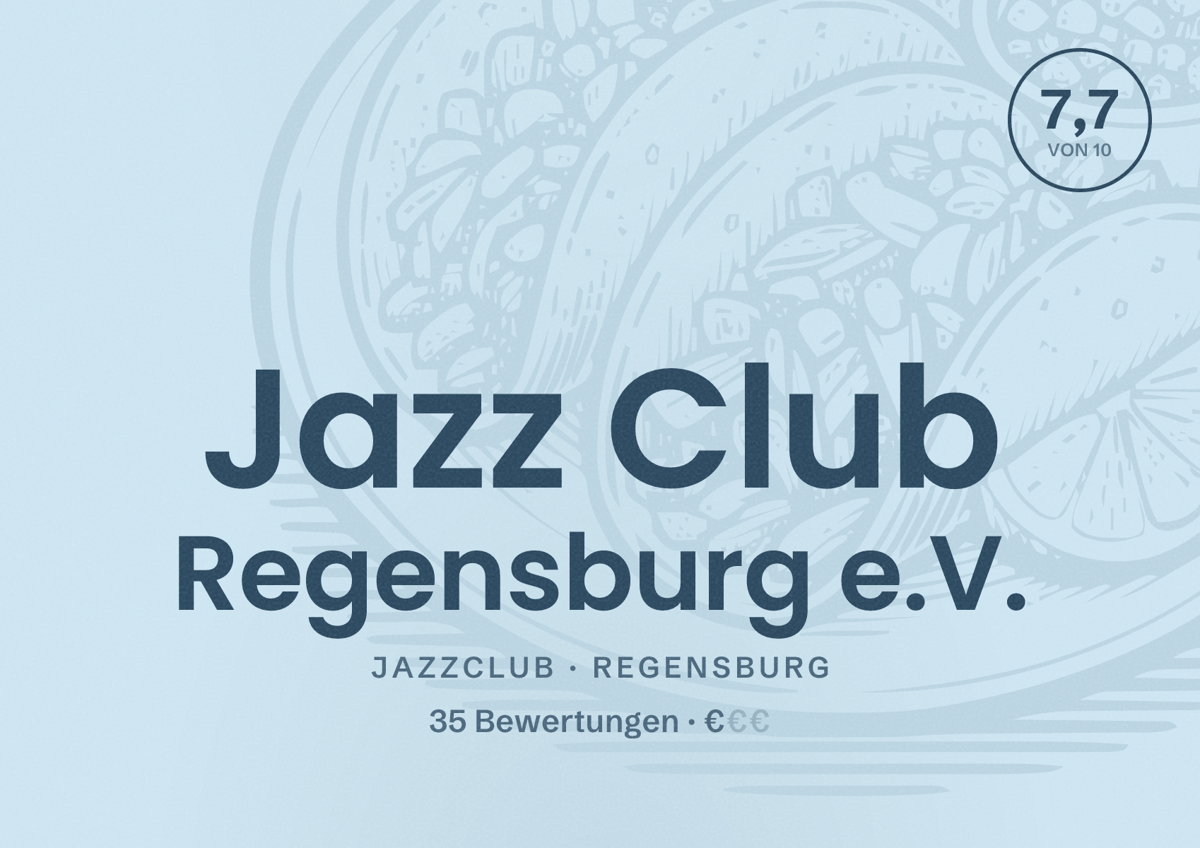 Illustriertes Poster von Jazz Club Regensburg e.V., Jazzclub in Regensburg: Bewertung 7,7 von 10 aus 35 Bewertungen, Preisniveau €