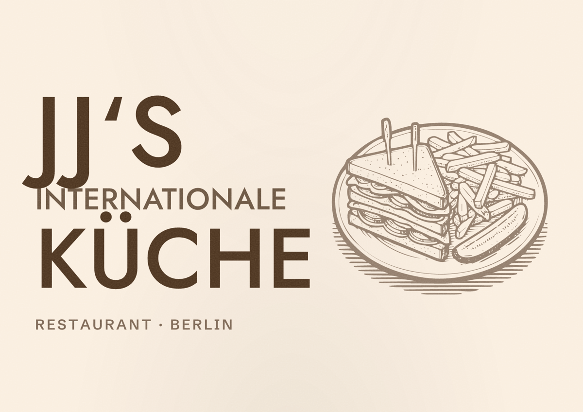 Illustriertes Poster von JJ‘s Internationale Küche, Restaurant in Berlin