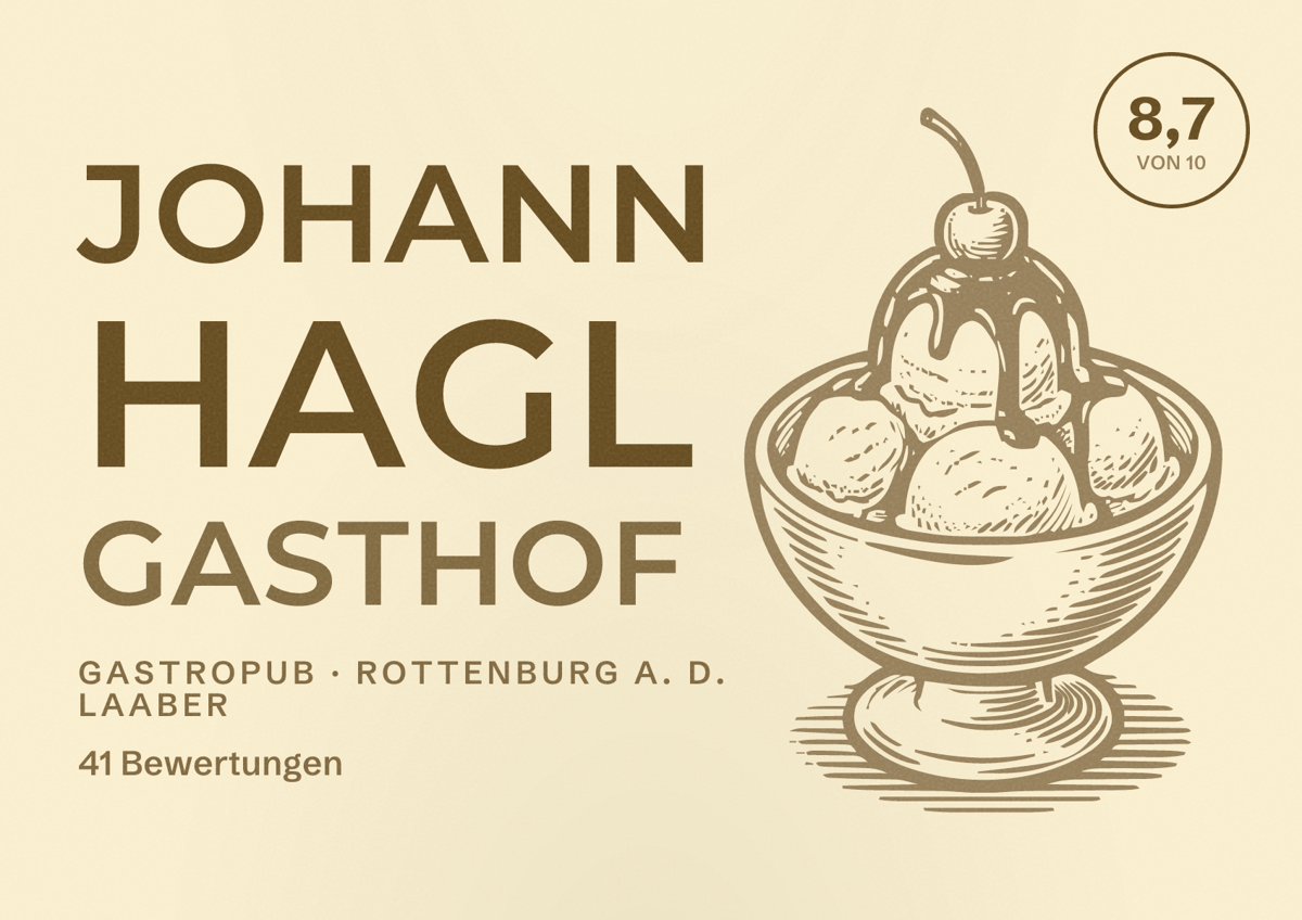 Illustriertes Poster von Johann Hagl Gasthof, Gastropub in Rottenburg a. d. Laaber: Bewertung 8,7 von 10 aus 41 Bewertungen