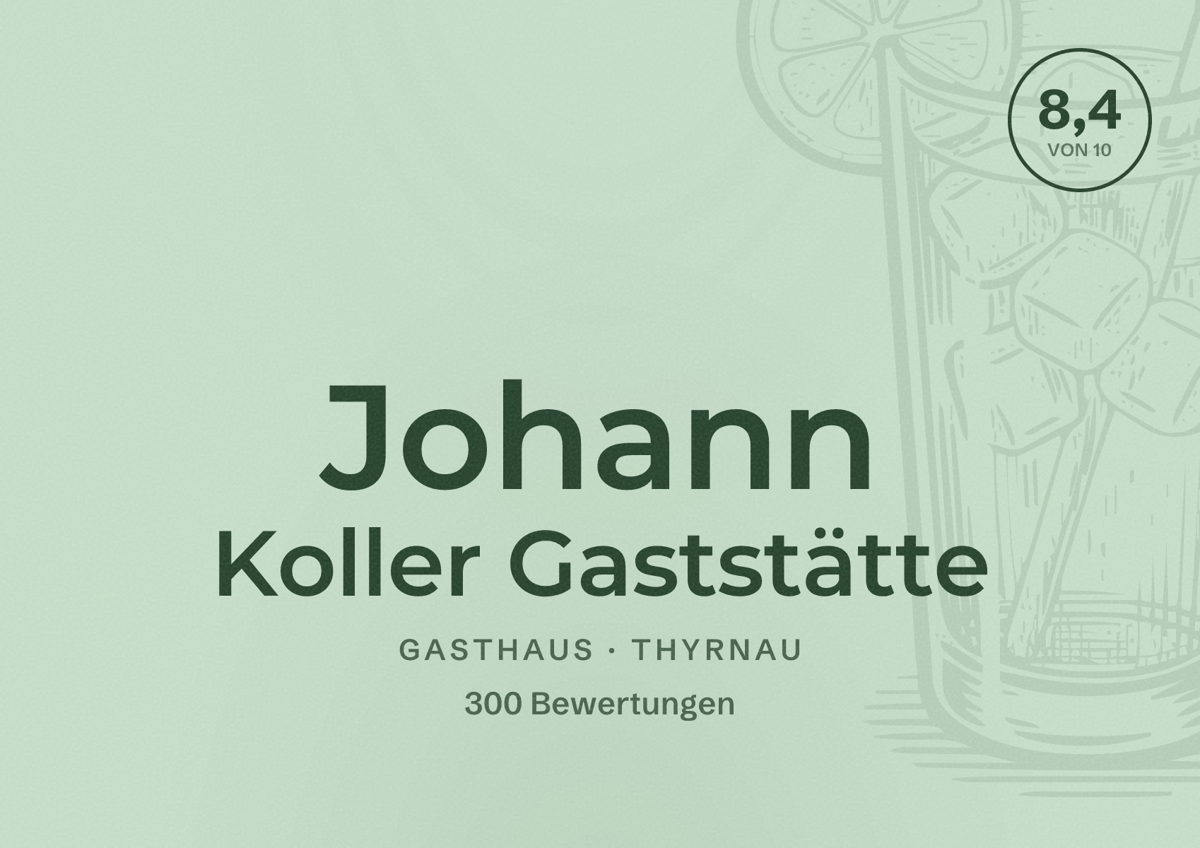 Illustriertes Poster von Johann Koller Gaststätte, Gasthaus in Thyrnau: Bewertung 8,4 von 10 aus 300 Bewertungen