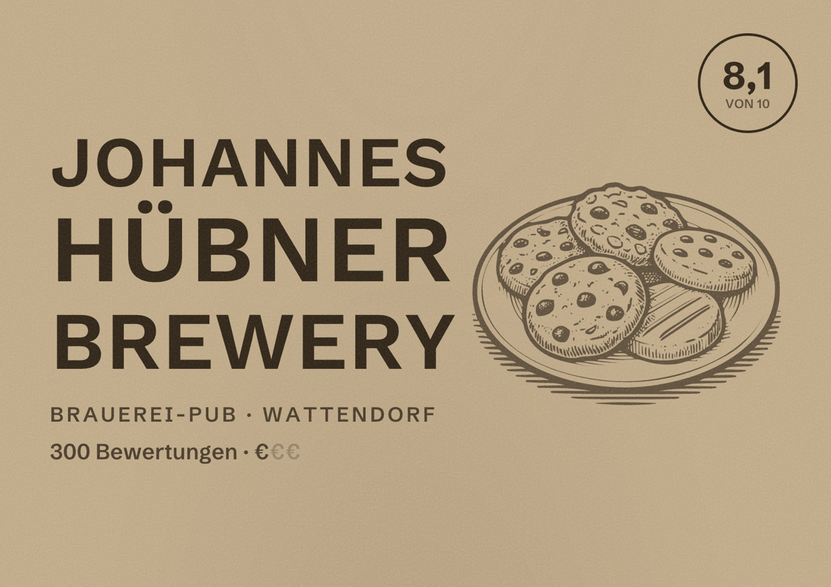 Illustriertes Poster von Johannes Hübner brewery, Brauerei-Pub in Wattendorf: Bewertung 8,1 von 10 aus 300 Bewertungen, Preisniveau €