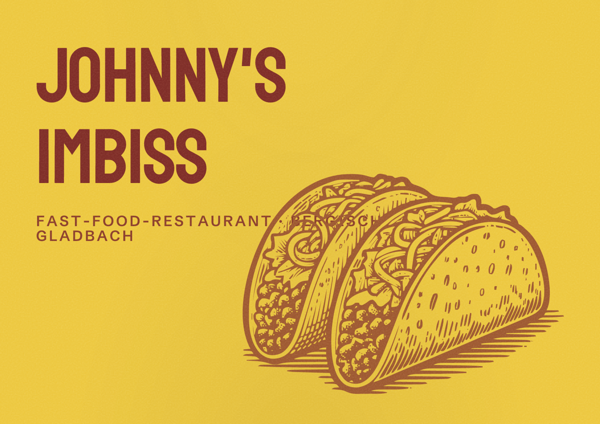 Illustriertes Poster von JOHNNY'S IMBISS, Fast-Food-Restaurant in Bergisch Gladbach
