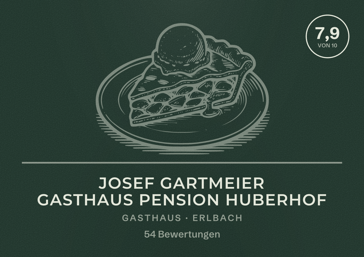 Illustriertes Poster von Josef Gartmeier Gasthaus Pension Huberhof, Gasthaus in Erlbach: Bewertung 7,9 von 10 aus 54 Bewertungen
