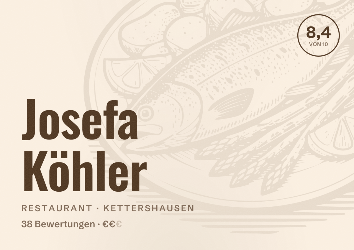 Illustriertes Poster von Josefa Köhler, Restaurant in Kettershausen: Bewertung 8,4 von 10 aus 38 Bewertungen, Preisniveau €€