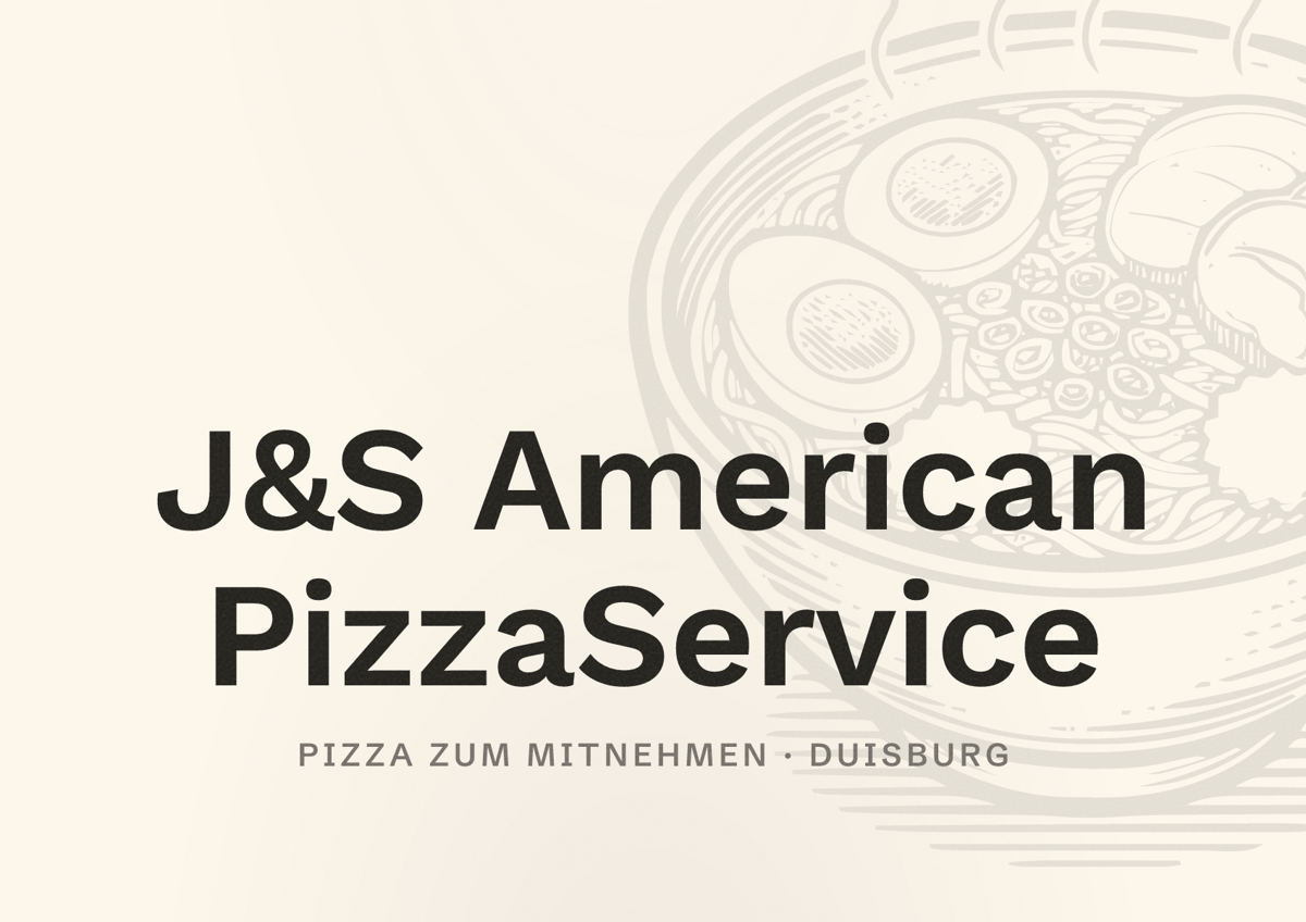 Illustriertes Poster von J&S American PizzaService, Pizza zum Mitnehmen in Duisburg
