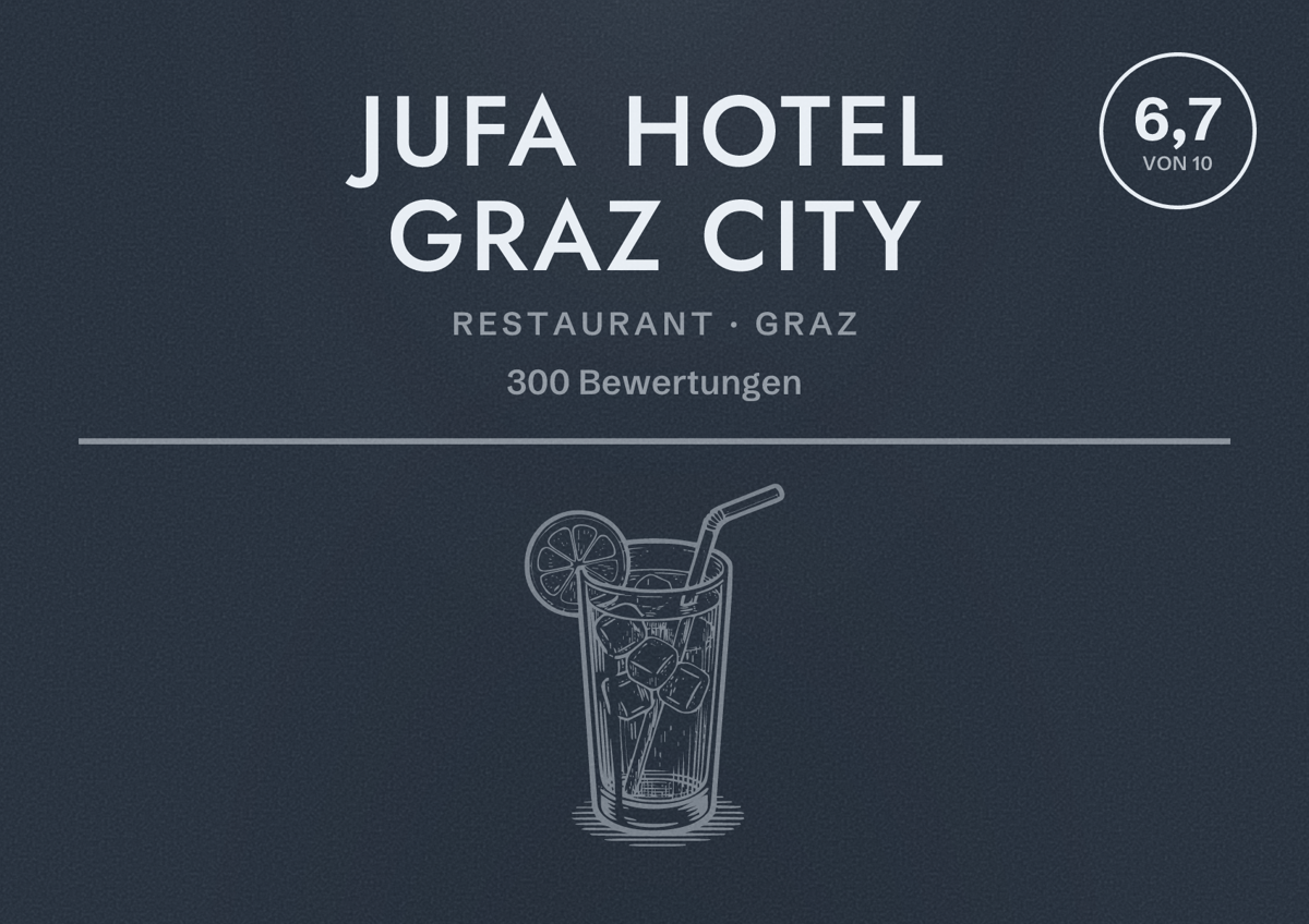 Illustriertes Poster von JUFA Hotel Graz City, Restaurant in Graz: Bewertung 6,7 von 10 aus 300 Bewertungen