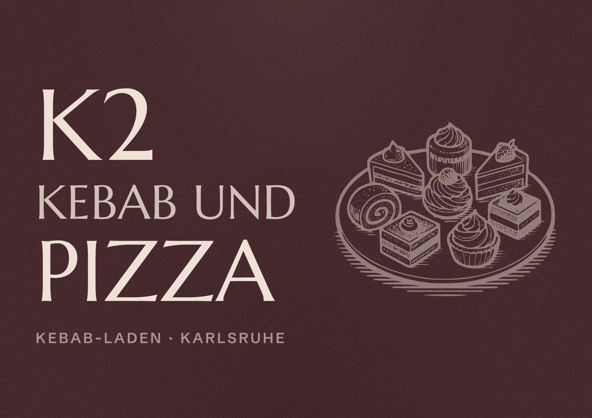 Illustriertes Poster von K2 kebab und pizza, Kebab-Laden in Karlsruhe