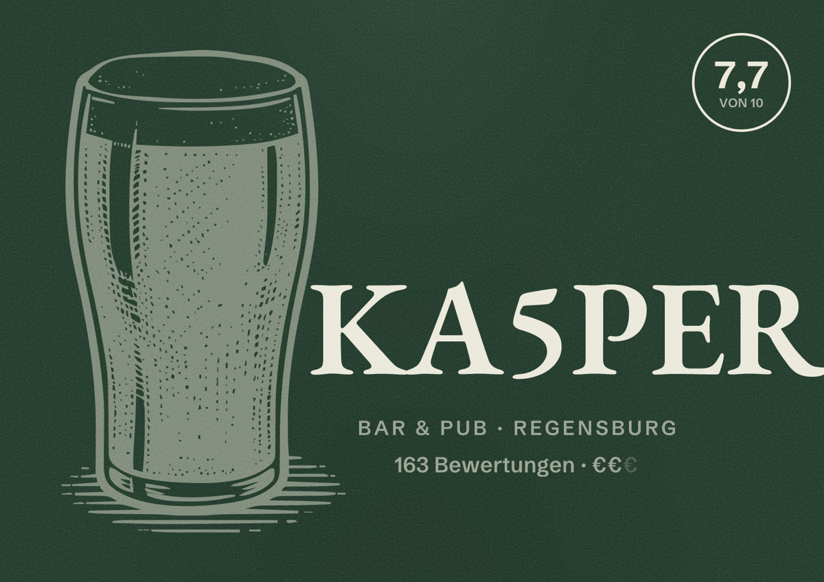 Illustriertes Poster von KA5PER, Bar & Pub in Regensburg: Bewertung 7,7 von 10 aus 163 Bewertungen, Preisniveau €€