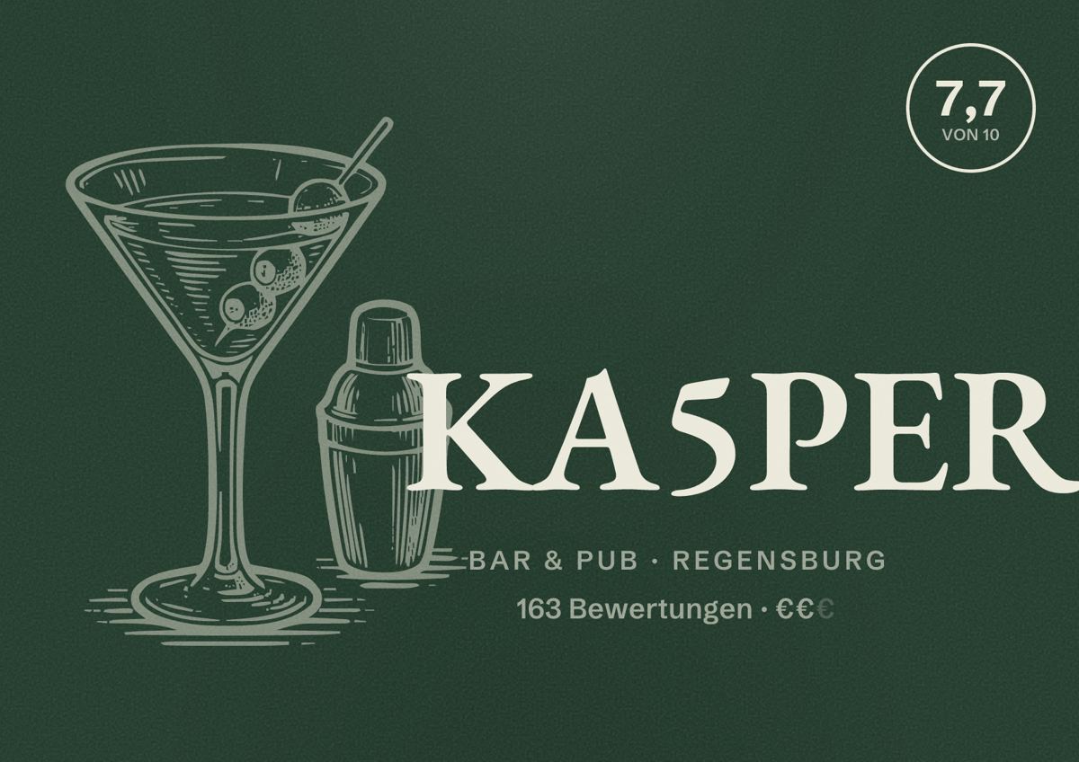 Illustriertes Poster von KA5PER, Bar & Pub in Regensburg: Bewertung 7,7 von 10 aus 163 Bewertungen, Preisniveau €€