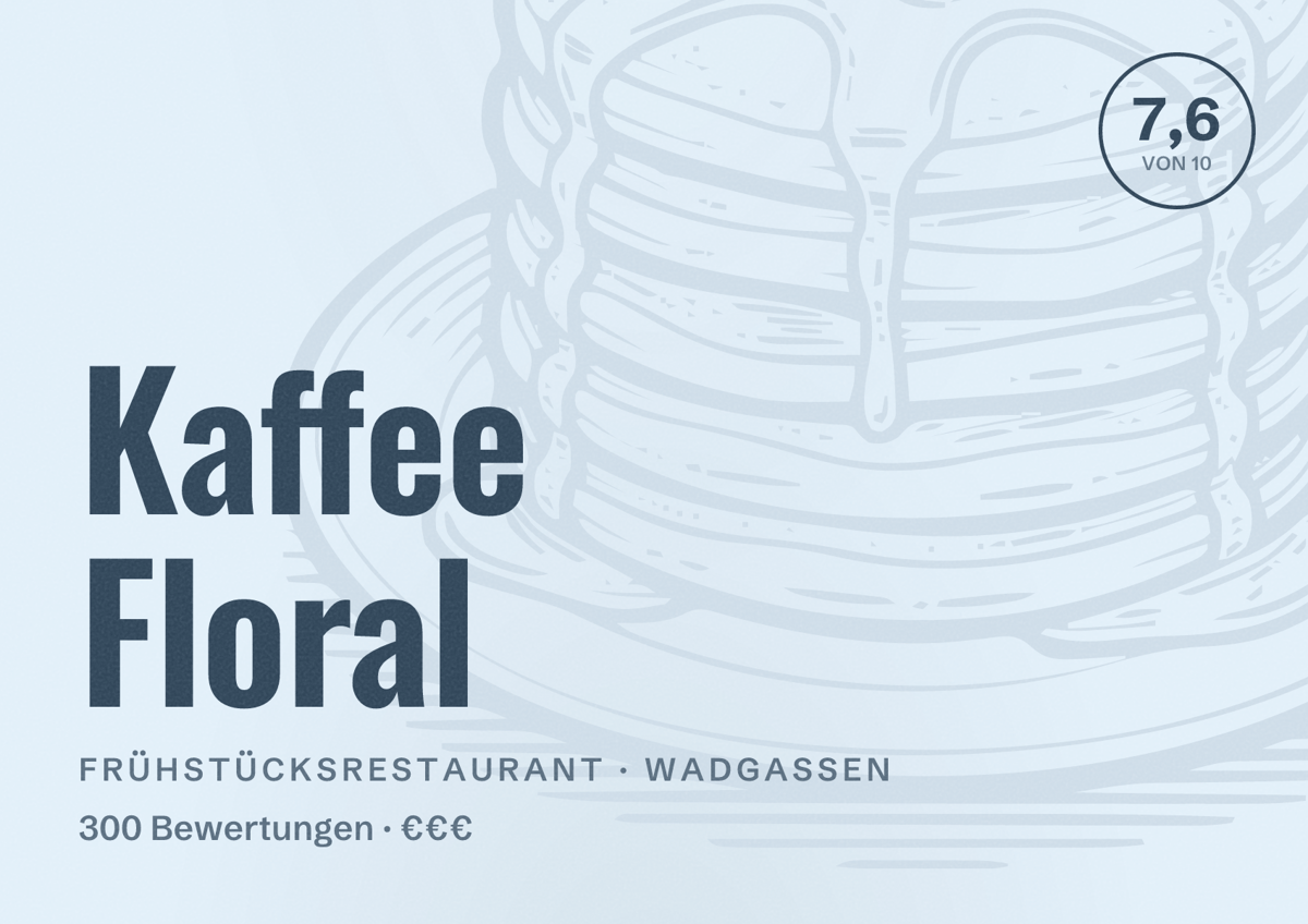 Illustriertes Poster von Kaffee Floral, Frühstücksrestaurant in Wadgassen: Bewertung 7,6 von 10 aus 300 Bewertungen, Preisniveau €€€