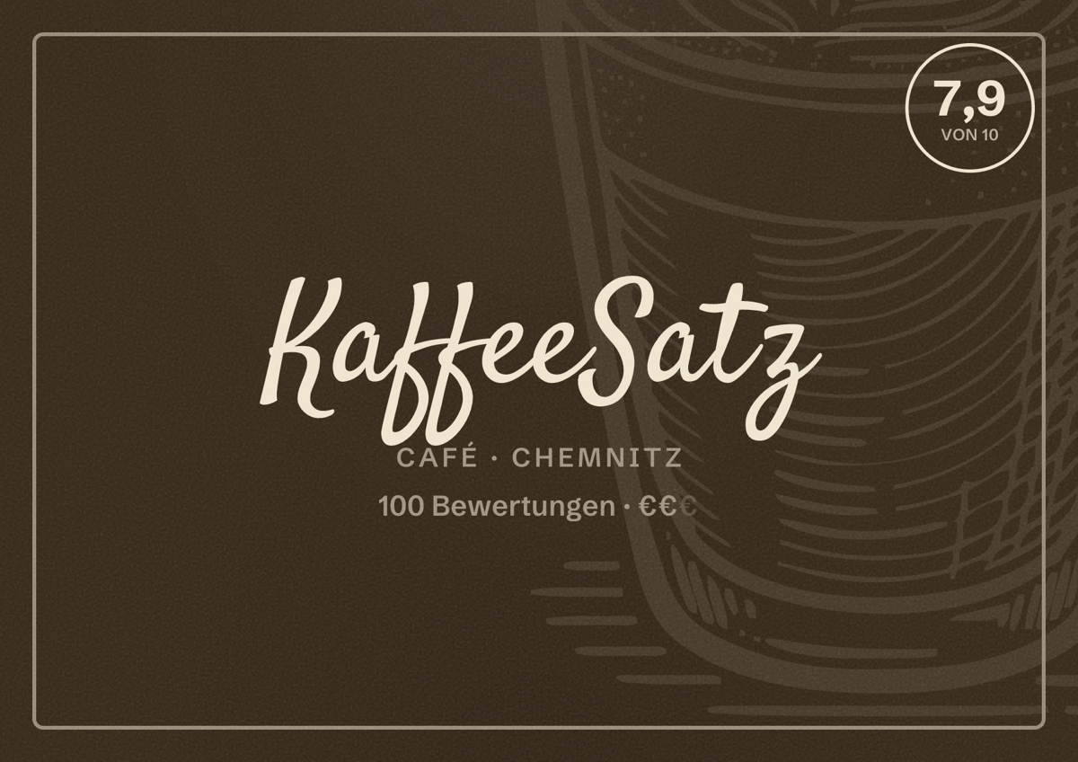 Illustriertes Poster von KaffeeSatz, Café in Chemnitz: Bewertung 7,9 von 10 aus 100 Bewertungen, Preisniveau €€