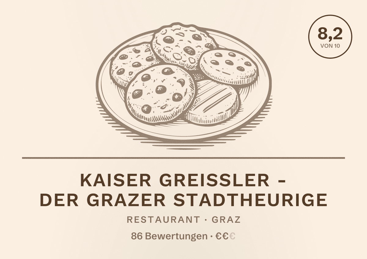 Illustriertes Poster von Kaiser Greißler - Der Grazer Stadtheurige, Restaurant in Graz: Bewertung 8,2 von 10 aus 86 Bewertungen, Preisniveau €€
