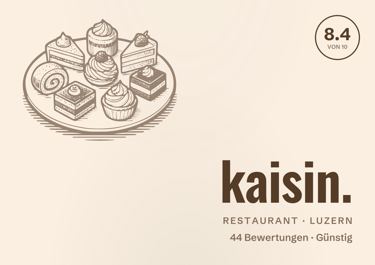 Illustriertes Poster von kaisin., Restaurant in Luzern: Bewertung 8.4 von 10 aus 44 Bewertungen, Preisniveau Günstig