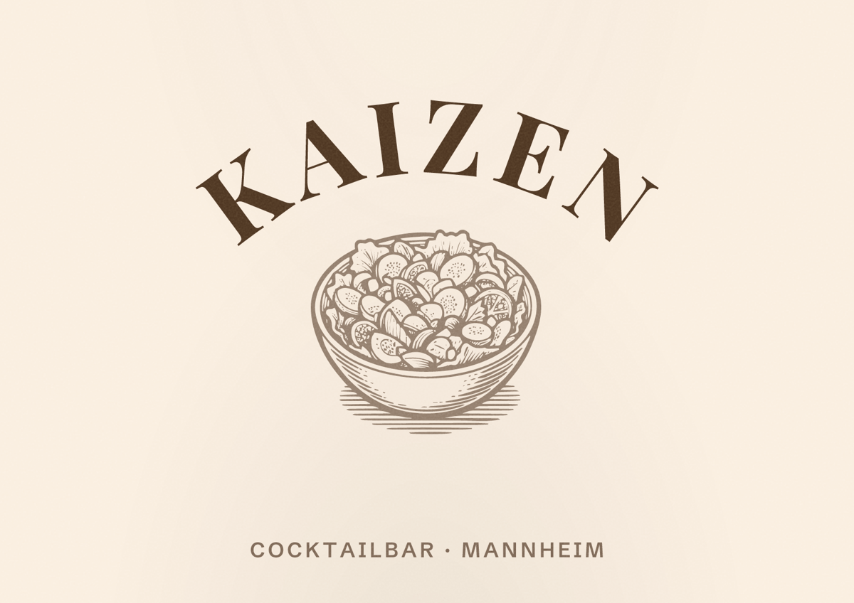 Illustriertes Poster von Kaizen, Cocktailbar in Mannheim
