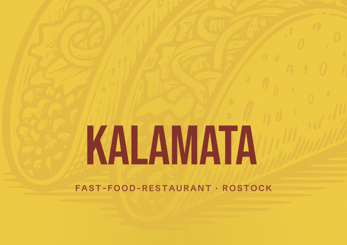 Illustriertes Poster von Kalamata, Fast-Food-Restaurant in Rostock
