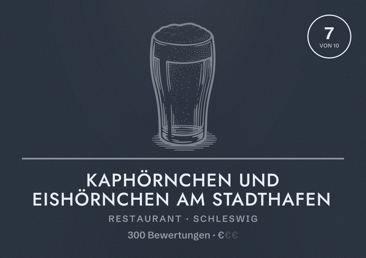 Illustriertes Poster von Kaphörnchen und Eishörnchen am Stadthafen, Restaurant in Schleswig: Bewertung 7 von 10 aus 300 Bewertungen, Preisniveau €