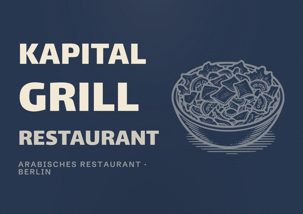 Illustriertes Poster von Kapital Grill Restaurant, Arabisches Restaurant in Berlin