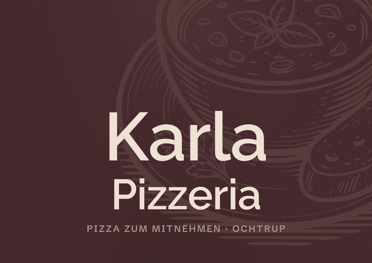 Illustriertes Poster von Karla Pizzeria, Pizza zum Mitnehmen in Ochtrup