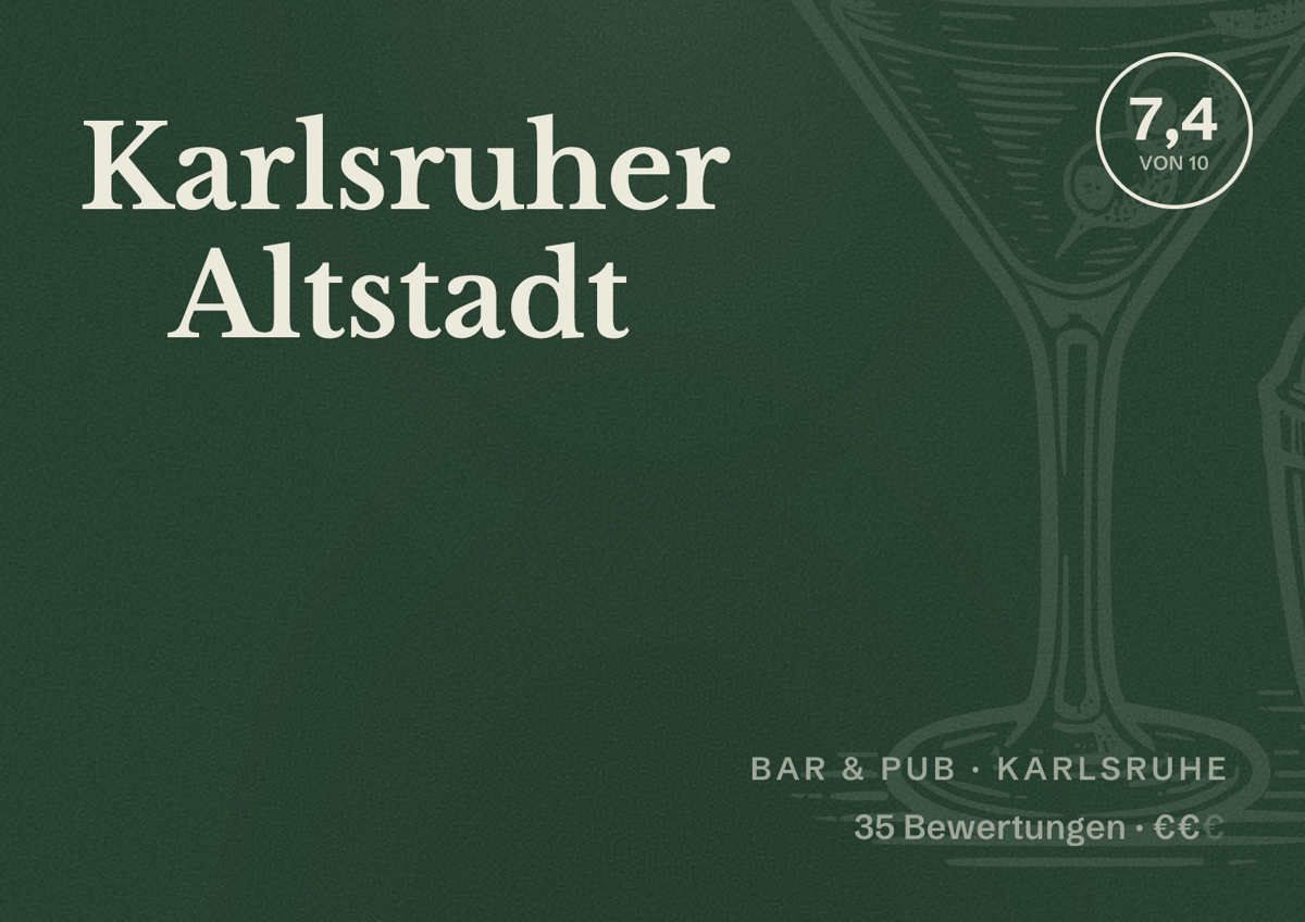 Illustriertes Poster von Karlsruher Altstadt, Bar & Pub in Karlsruhe: Bewertung 7,4 von 10 aus 35 Bewertungen, Preisniveau €€