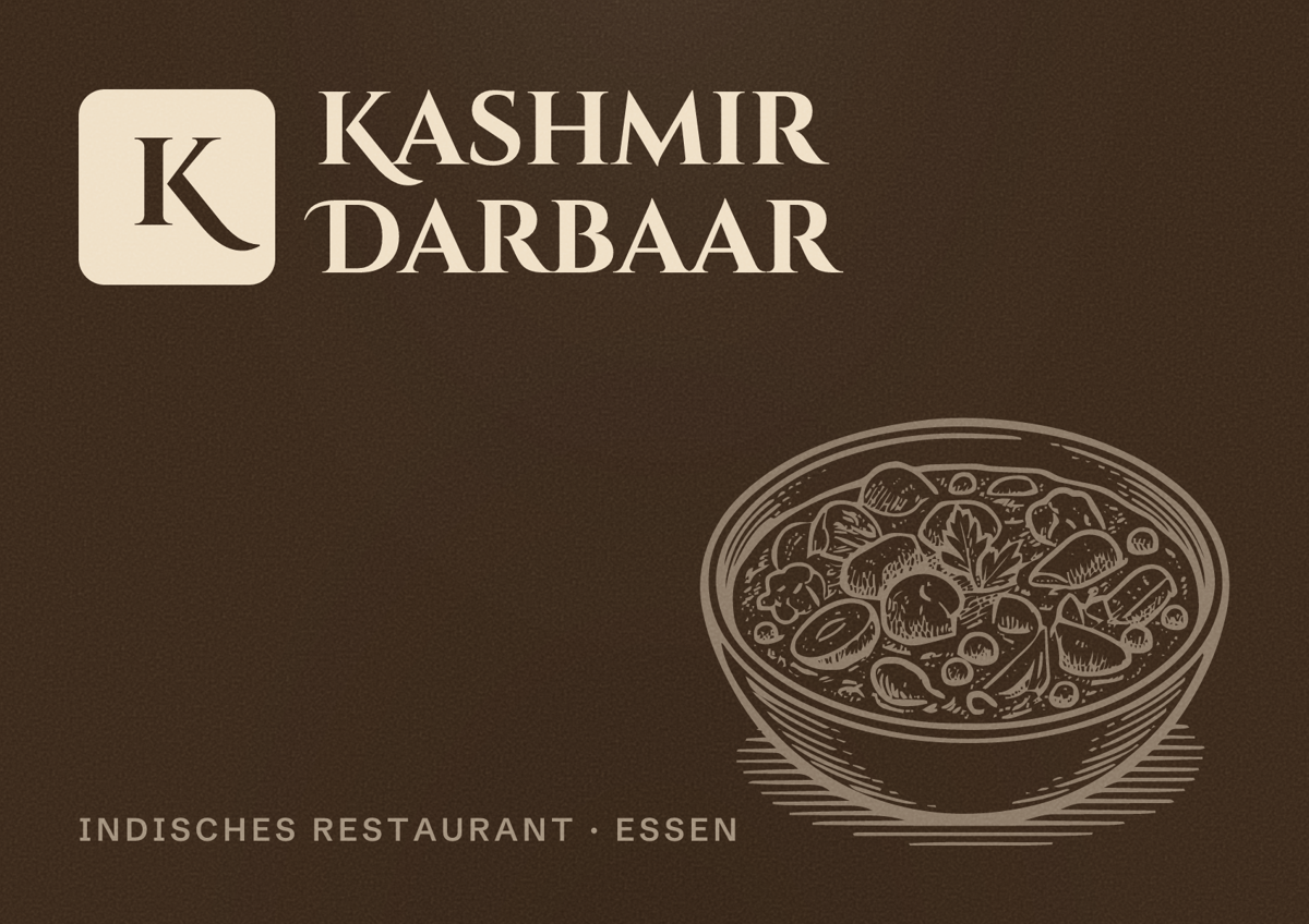 Illustriertes Poster von Kashmir Darbaar, Indisches Restaurant in Essen