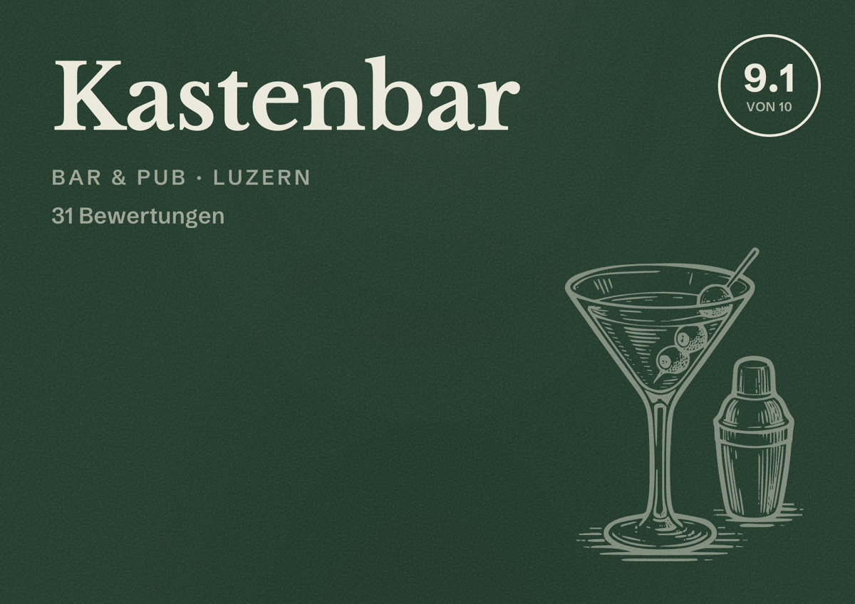 Illustriertes Poster von Kastenbar, Bar & Pub in Luzern: Bewertung 9.1 von 10 aus 31 Bewertungen