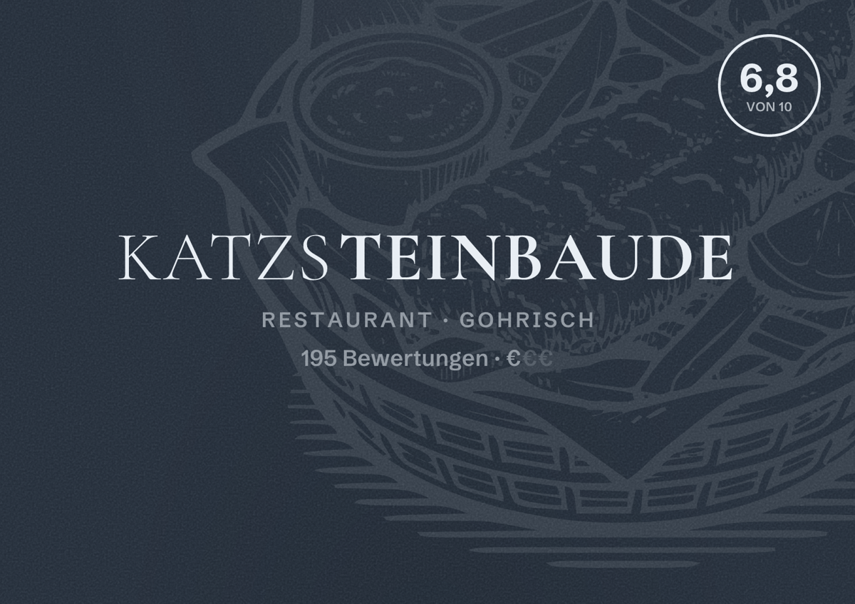 Illustriertes Poster von Katzsteinbaude, Restaurant in Gohrisch: Bewertung 6,8 von 10 aus 195 Bewertungen, Preisniveau €
