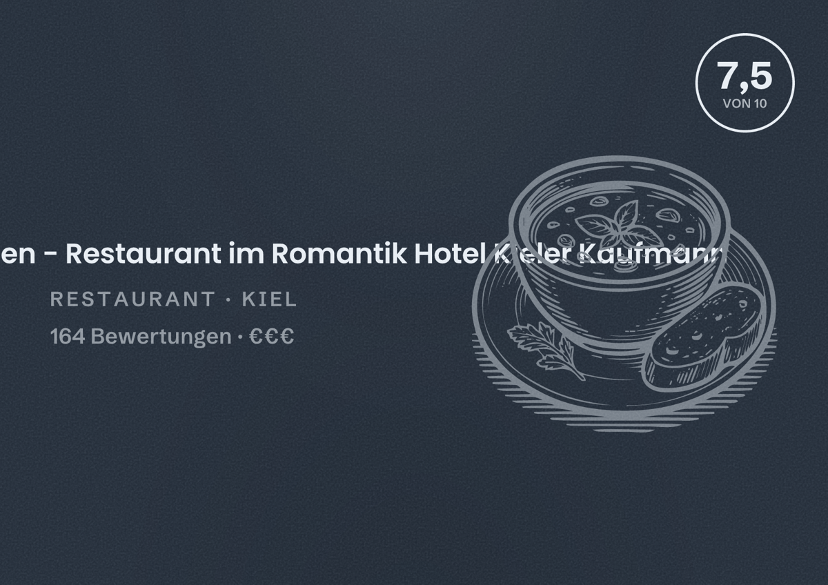 Illustriertes Poster von Kaufmannsladen - Restaurant im Romantik Hotel Kieler Kaufmann, Restaurant in Kiel: Bewertung 7,5 von 10 aus 164 Bewertungen, Preisniveau €€€