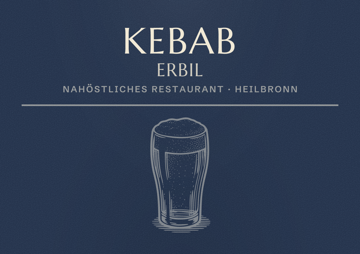Illustriertes Poster von Kebab Erbil, Nahöstliches Restaurant in Heilbronn
