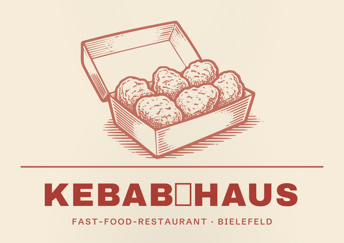 Illustriertes Poster von Kebab🔥Haus, Fast-Food-Restaurant in Bielefeld