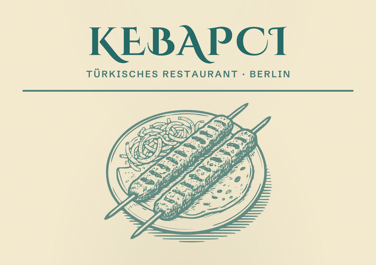 Illustriertes Poster von Kebapci, Türkisches Restaurant in Berlin