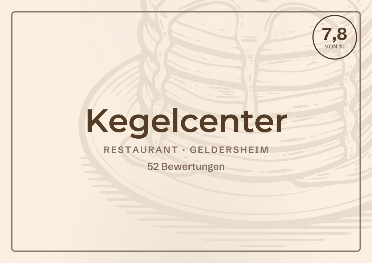 Illustriertes Poster von Kegelcenter, Restaurant in Geldersheim: Bewertung 7,8 von 10 aus 52 Bewertungen