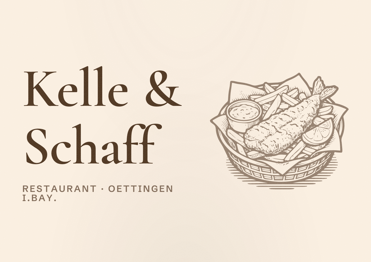 Illustriertes Poster von Kelle & Schaff, Restaurant in Oettingen i.Bay.
